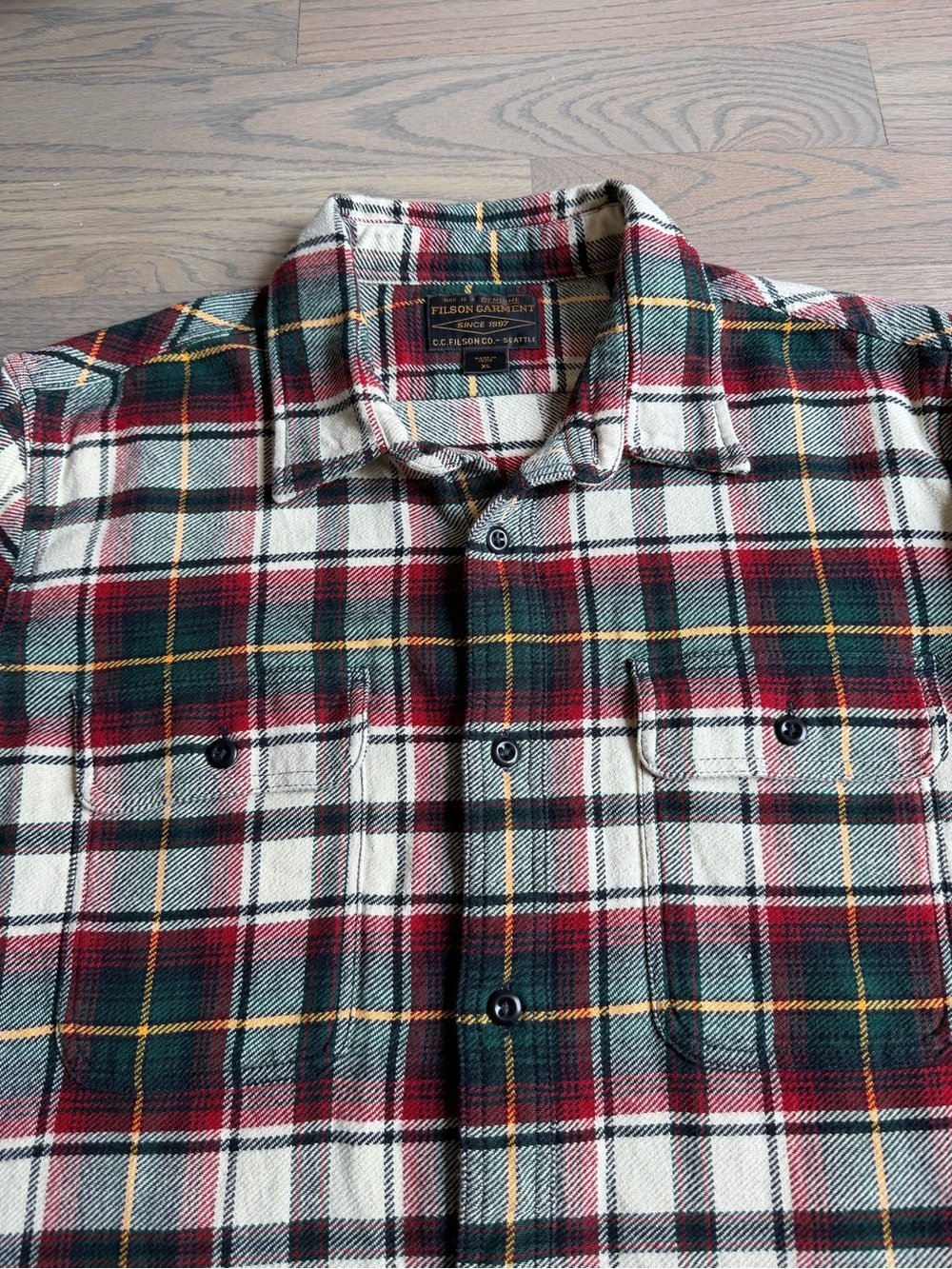 Filson Vintage Flannel Work Shirt XL Sand/Ironwood Plaid – Excellent Condition